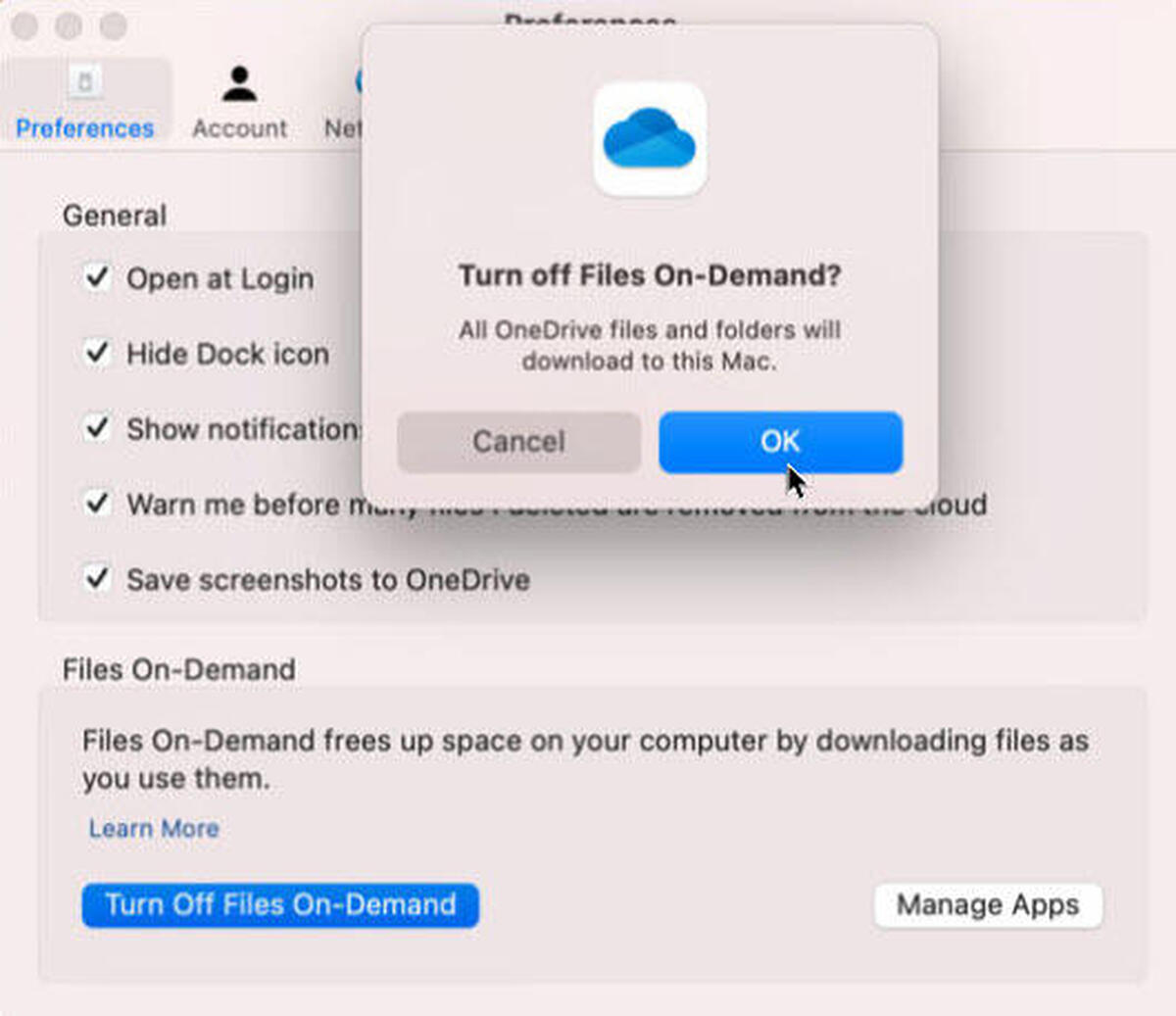 remove onedrive place from excel for mac